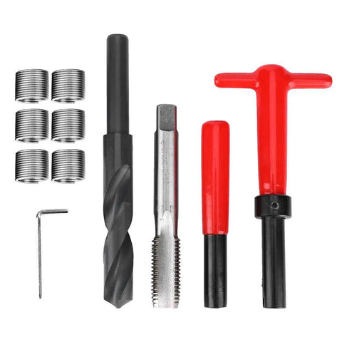 Stainless Steel Thread Repair Kit For Damaged Threads, Beefy Heavy Duty Insert Tool, Quick And Easy Repair components displayed