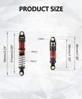 51mm Oil Filled Dual Spring Shocks With CNC Long Threaded Dampers showing dimensions for TRX4M TRX4MT 1/18 RC Crawler upgrades
