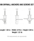 Diagram of 50 Pack M8 Drywall Anchors With Zinc Plated Screws For Hollow Walls Heavy Duty Anchor Kit dimensions and design