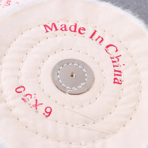 Close-up of center stitching on 2 Pack White Cloth Polishing Wheels 6 Inch Buffing Discs For Jewelry Metal And Glass Heavy Duty Abrasive
