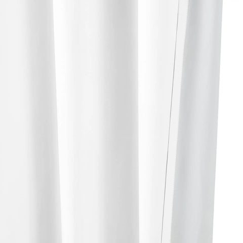 Close-up view of white room darkening blackout curtain panels with grommets set of 2, 52 by 63 inches, highlighting smooth texture.