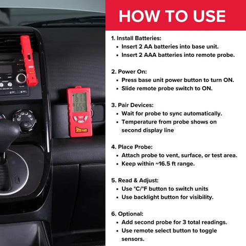How to use Dual Zone Temperature Probe Kit With Wireless Readings And Remote Sensor Pro Grade Digital Thermometer Backlit LCD