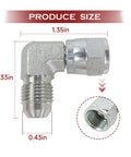 Top Notch Quality Three Eighth Inch Hydraulic Hose Pipe Fitting Has Five Stainless Steel 90 Degree Elbows With Male Jic Swivel Link To Female Jic Port Designed For Heavy Work On Cars Trucks And Boats Maintains Zero Leaks, 90-degree stainless steel elbow, 1.35in x 1.33in
