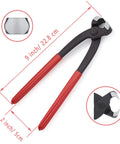 9 Inch Ear Clamp Pliers Carbon Steel Pincer Tool with red handles and detailed jaw close-up shown