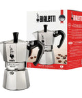 Moka Express Classic Italian Stovetop Espresso Pot For Rich Home Brew Natural Silver Finish 6 Cup Capacity with packaging