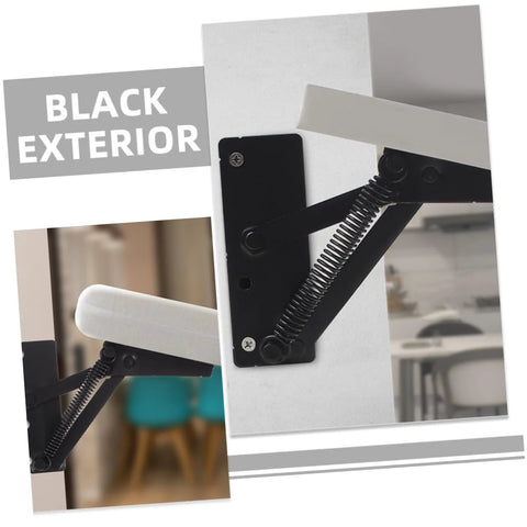2-piece folding hinge lifting brackets, black metal with springs for sofas, beds, or cabinets