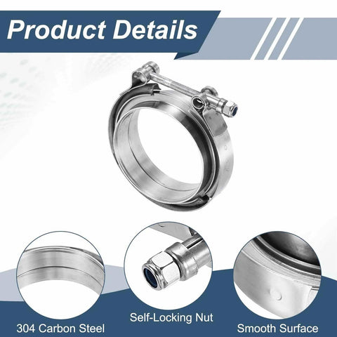 Two Piece V Band Clamp With Flange 3.75 Inch Stainless Steel Exhaust Clamp Kit For Auto Vehicles M8x95 Bolts 304