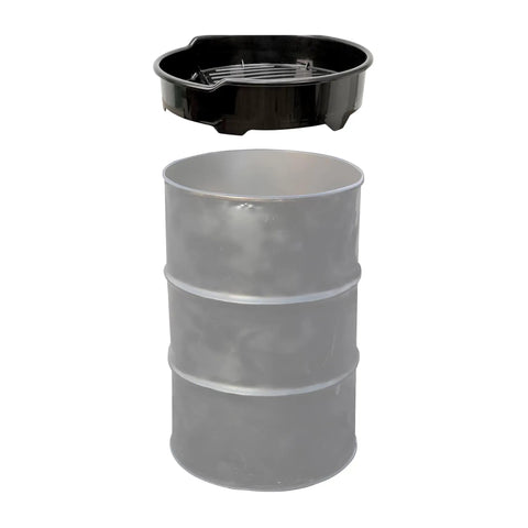Heavy Duty 55 Gallon Drum Drain Funnel With Chemical Resistant Plastic, Ribbed Drainage Channels, And Filter Gate