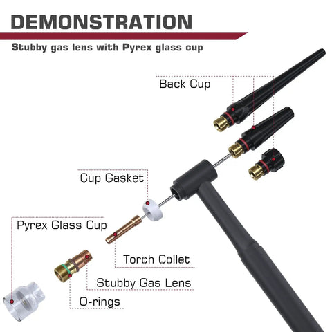 TIG Welding Torch Accessories Must-Have All-In-One 71-Piece Kit With Alumina Nozzles, Collets, Stubby Gas Lens, Glass Cups Demo