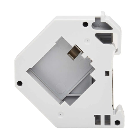 Side view of DIN Rail Snap-In Keystone Jack Mounting Enclosure Module With Plastic Left Cover And Grounding Spring For 35mm DIN Rail