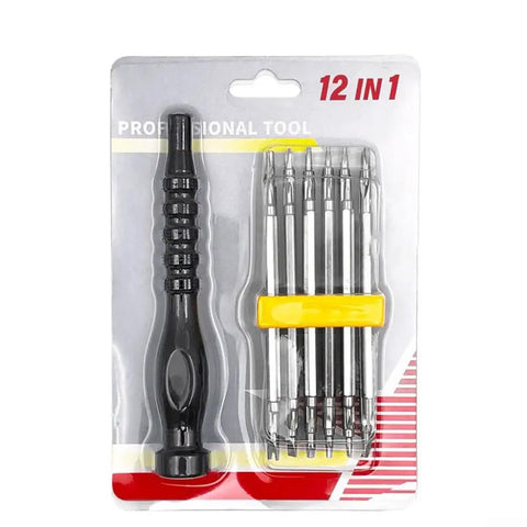 Top Notch 12 In 1 Screwdriver Set For Electronics Repair Kit With Torx Y Type Triangle Bits black handle and steel bits