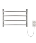 Brushed Nickel Wall Mounted Towel Warmer Rack Electric Stainless Steel Four Curved Bars For Bathroom Plug In 40W ETW29 visible