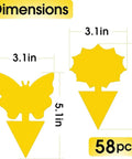 Zero Sweat 58 Pack Yellow Sticky Gnat Traps For Indoor Plants dimensions: butterfly design 3.1in x 5.1in, 58 total cards.