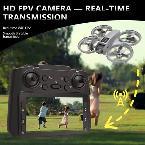 Beginner Friendly Kids Drone With Camera And Remote, Brushless Motor For Smooth Flight, FPV Video, Optical Flow Hover, Gray in action