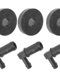 Three Pack Fuel Tank Stem And Bushing Kit For Craftsman AYP Poulan Poulan Pro Roper Weed Eater Models Replaces 539110432 And 3645J Replacement Parts Bundle showing three black stems and bushings.