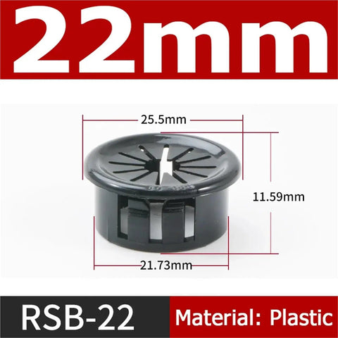 Sweet 100 Piece Black Snap-On Hole Covers 16-50mm Desk Wire Cable Grommet Kit For Tidy Vibe And Neat Hidden Cables Perfect Fit For Cabinet Panels With Integrated Elastic Clamping Feet, 22mm plastic