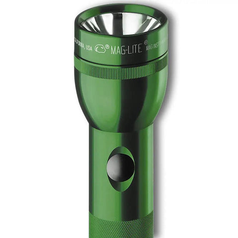 Three Cell D Size Flashlight Dark Green Box With White Star Krypton Lamps, High Intensity Beam For Long Range Visibility