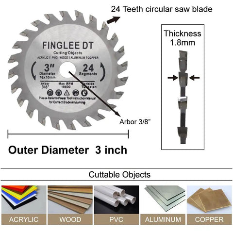 Beast All Purpose Woodworking Circular Saw Blade 3 Inch TCT Cutting Blade with 24 teeth for solid wood and plywood panels