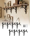 Branch Style Wall Mount L Brackets Vintage Rustic Decorative Support For Kitchen Home Office Thick Wood Shelves on display with shelf.
