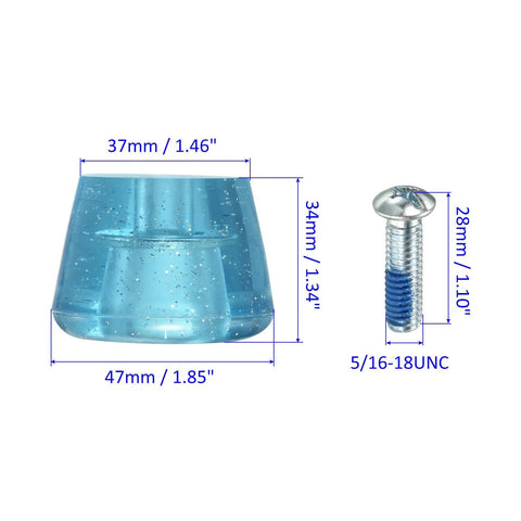 Roller Skate Stopper Rubber Brake Block Toe Stop With Adjustable Screwdriver For Quick On The Fly Braking Indoors Or Outdoors Durable Rubber Build Fits Double Row Skates 1.46 Inch 1.85 Inch Diameter Clear Blue measurements