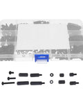 Hex Spacer Standoff Nut Kit Nylon Black For PC Case And Hard Drive Mounts With Precise Assortment To Minimize Vibration And Noise Boost Mount Stability And Protect Circuitry In Your Daily Tech Builds. clear organizer box with nylon standoffs, nuts, and screws
