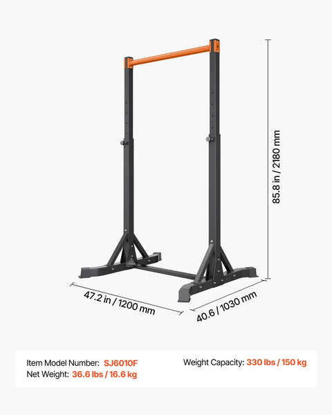Beast Mode Ready Heavy Duty Free Standing Pull Up Bar Station With H Frame, 330 Lbs Capacity, 8 Level Height, steel gym rig.