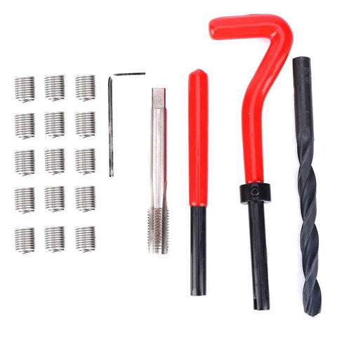 M8x1.25 Stainless Steel Thread Repair Kit For Automotive And HVAC Systems Restores Damaged Female Threads In Aluminum And Other Metals With True Precision And Built Tough Durability For Industrial Machinery High Voltage Gear And Microwave Equipment., inserts, tap, drill and tools