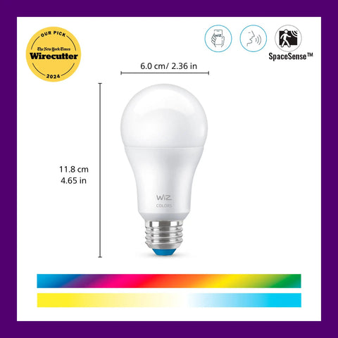 Sunset To Sunrise Automation Smart Color A19 LED Bulb With Motion Detection And Voice Or App Control For Your Smart Home Must Have, 60W Equivalent 800 Lumen E26 Indoor, Matter Compatible, 1 Pack.