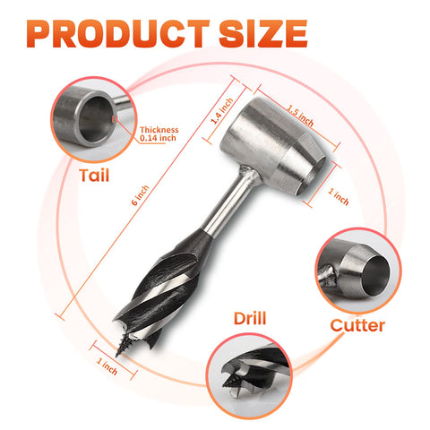 Hand Auger Drill For Survival Gear And Shelter Building, Folding Saw Included, Wooden Rocket Stove Making Kit, 1 Inch Drill Peg