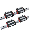 Pro Grade HGR20 Linear Guide Rail 1600mm With HGH20CA Carriage Blocks, featuring aluminum slides and smooth precision glide.