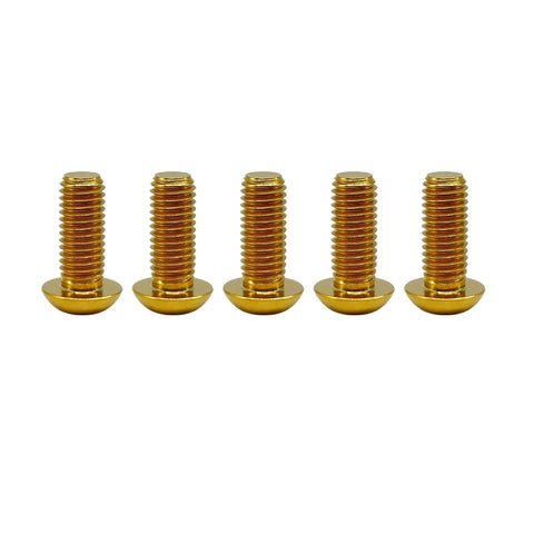 Titanium button-head hex socket cap screws, gold finish, M4x10mm, ISO 7380, GR5, pack of 5