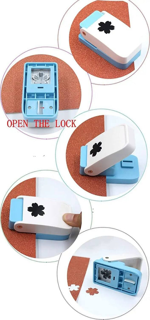 1 Inch Circle Punch Round Craft Lever Handheld Tool for Scrapbooking, candy color puncher in use with paper cutouts visible