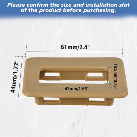 Front view of beige Rear Power Window Switch Trim Replacement For Escalade, Avalanche, Silverado, Tahoe, Sierra, Yukon.