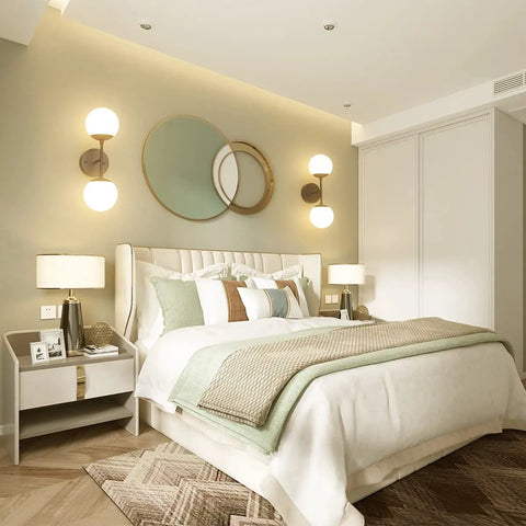 Bedroom with Black Two Light Globe Wall Sconce Modern Indoor Lighting for Living Room Bedroom Hallway Bathroom with 3000K G9 Bulbs Included Hardwired