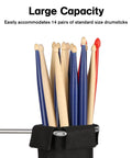 Ultimate Drumstick Bag Holder For 14 Pairs With Metal Rod Extension And Heavy Duty 1200D Water Repellent Case for sticks in black holder.