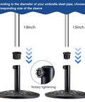 Six Piece Patio Umbrella Base Ring Cover And Cap Kit With M8 Thread Hand Knob Caps Replacement Parts For Patio Umbrella Stands Black Plastic Knobs And Ring Covers 1.95 Inch And 1.55 Inch Sizes