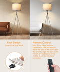 Tripod Floor Lamp With Remote And Touch Control, LED 3 Color Temperatures, showing foot switch and remote control