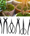 Beast Mode Bonsai Pruning Tool Kit 7 Piece Set With Carry Bag Stainless Steel Tools For Easy Trim And Precise Styling Bud Scissors Pliers Root Pruning Wire Tools And Shears, seven black bonsai tools