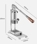 Score Some Real Cafe Vibes With This Portable Manual Espresso Maker Hand Pressed Brew System showing adjustable pressure lever and stainless steel design.