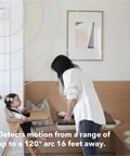 Mother and child at dining table showcasing Home Security Bundle With 1080P HDR Smart Doorbell Camera Wired SmartSensor For Doors And Windows And SmartCamera With Voice Control For A Connected Easy To Use Home Safety System.