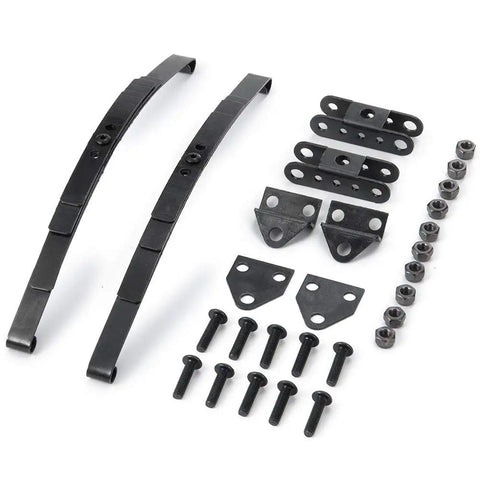 4-Piece Steel Leaf Spring Set For High Lift Chassis On 1/10 D90 RC Crawler Upgrades, showing springs, brackets, and hardware