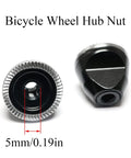 Built Tough Aluminum Alloy Quick Release Hub Nuts For Mountain And Road Bikes M5 Thread Non Slip Grip Durable Lightweight Hardware For Fixed Gear Mods Easy Swap Upgrade, showing black aluminum with 5mm opening.