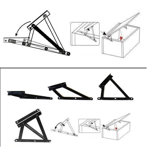 Bench Seat Hinges And Lift Spring Set For Bed Boxes And Chests, Pull Down Storage Lids, Galvanized Steel, 80 Degree Open