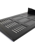 2 Pack 1U Vented Cantilever Server Rack Shelf 10 Inch Deep Fits Standard 19 Inch Network Cabinets with perforated design.