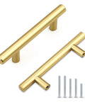 Set Of 30 3 Inch Center Hole Brushed Gold Cabinet Pulls Stainless Steel Rustproof Kitchen Cabinet Handles with mounting screws