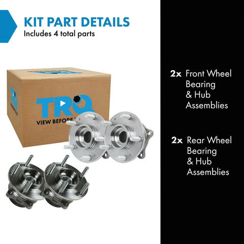 Front and Rear Wheel Bearing and Hub Assembly Set Four Piece Compatible With 07 14 Hyundai Santa Fe Front Wheel Drive image