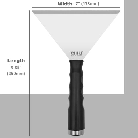 Stainless Steel 7 Inch Pole Scraper With 1.8mm Heavy Duty Blade For Ceiling Paint Removal And Wallpaper Scraping Fits Extension Poles Ideal For DIY And Pro Jobs Durable Tool Made In Taiwan, product dimensions shown.