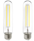 Two 6 Pack Dusk to Dawn Sensor LED Filament T10 Bulbs with E26 Base, 5W to 40W Equivalent, 450 Lumens, CRI90 3000K Warm White