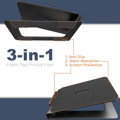 Desk Speaker Stands For Bookshelf Monitors With 22 Lb Capacity, 16 Degree Tilt, Anti-Vibration Pads, black, close-up of foam pads.