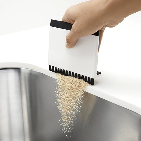 Kitchen Sink Squeegee And Countertop Brush Must Have For Wet And Dry Spills Quick Cleanup Dishwasher Safe White Silicone Squeegee Nylon Bristles